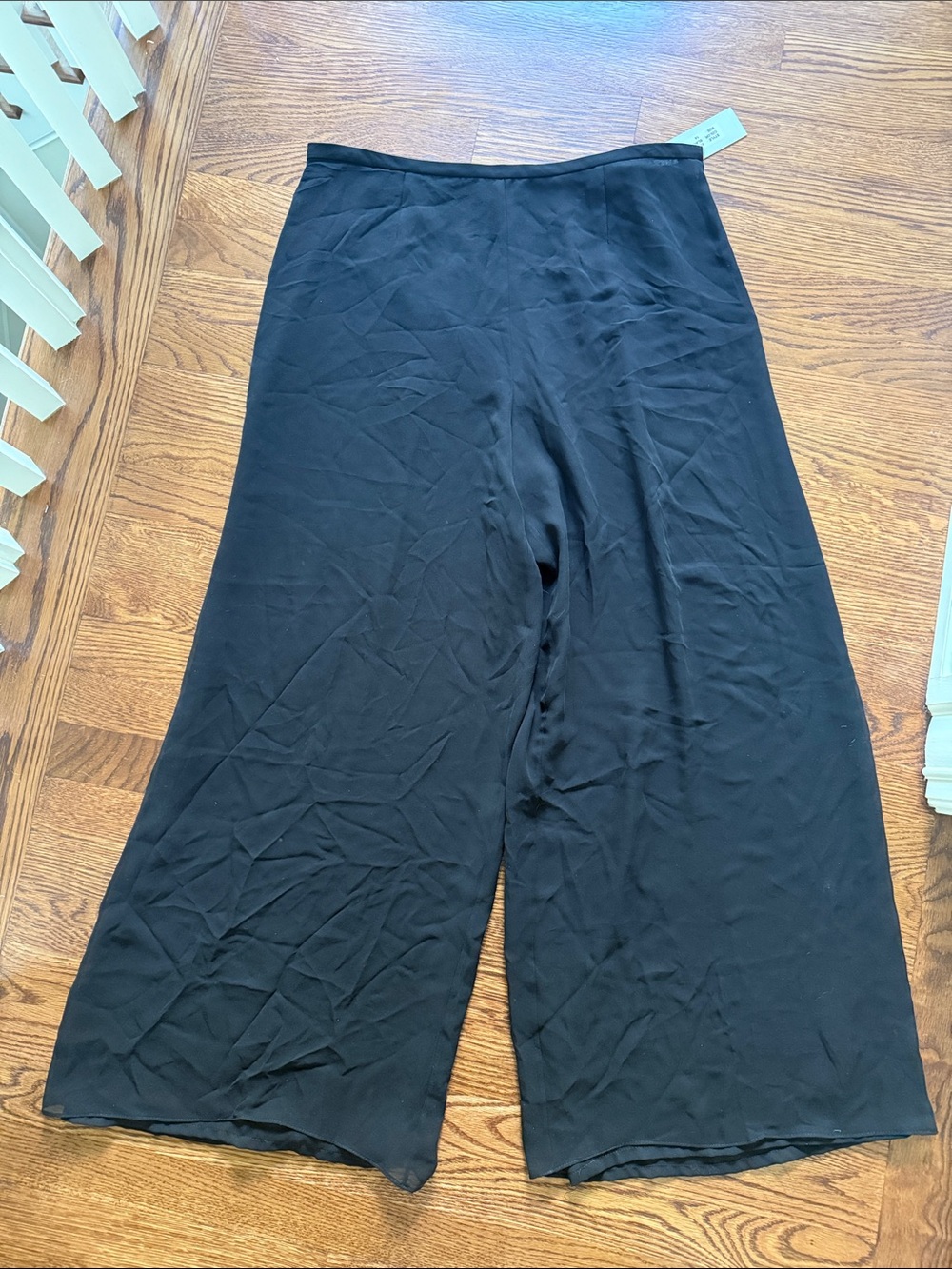 NWT RICKIE FREEMAN TERI JON Black Crepe Silk Wide‎ Leg Side Zip Palazzo Pants 14